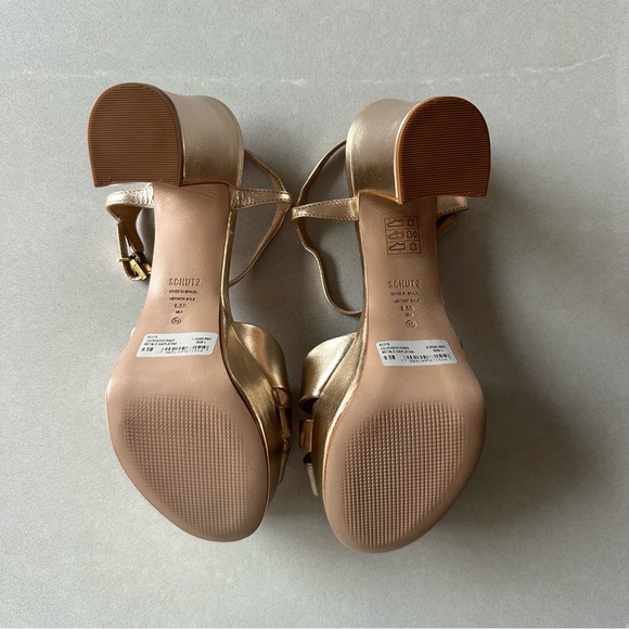 *NWT* Shutz Platform Heels | Gold Leather | Size 8.5 - Picture 3 of 4